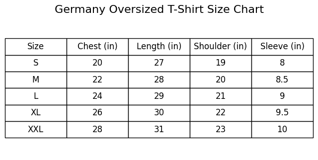 Germany National Team Oversized Tee
