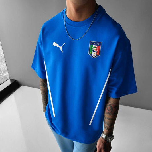 Italy Football Oversized Blue Tee