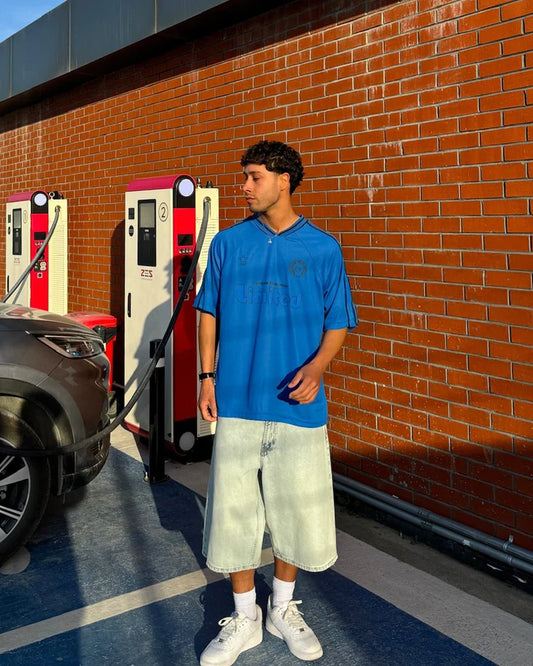 Football Inspired Blue Streetwear Tee