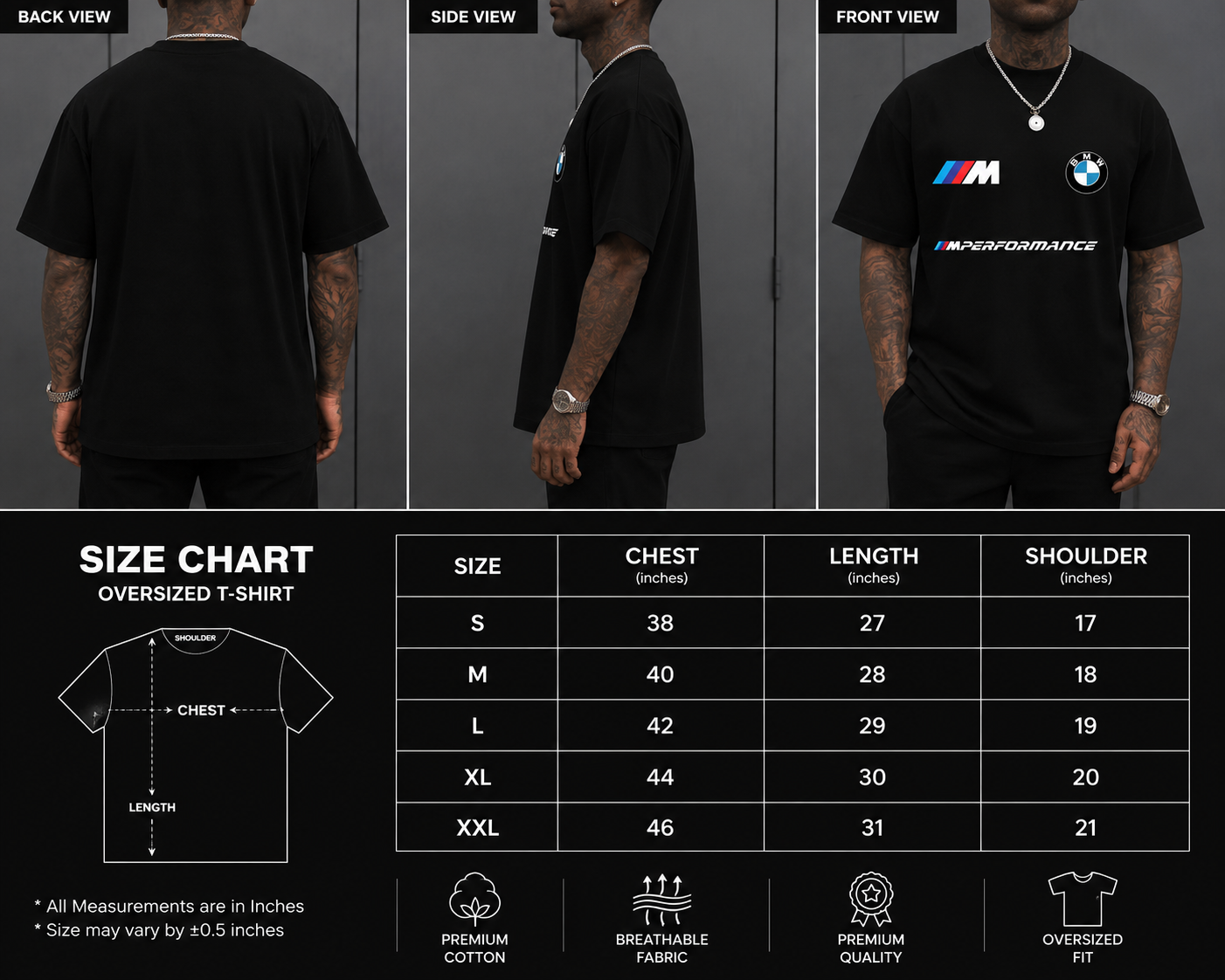 BMW Motorsport Premium Oversized Tee – Black