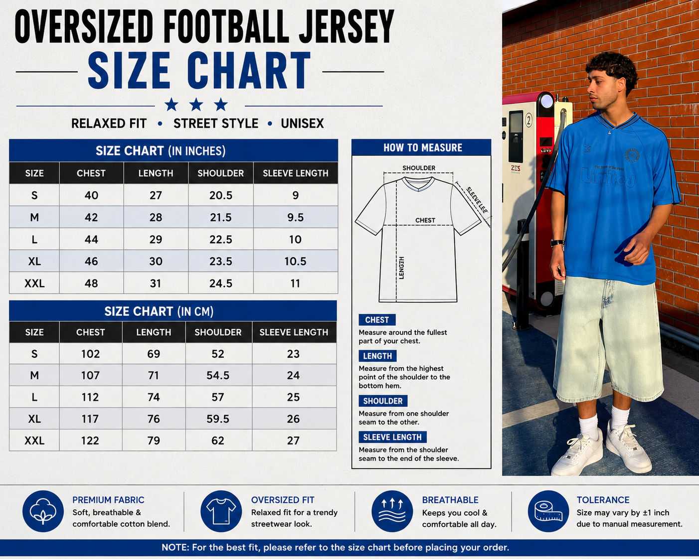 Football Inspired Blue Streetwear Tee