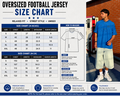 Football Inspired Blue Streetwear Tee