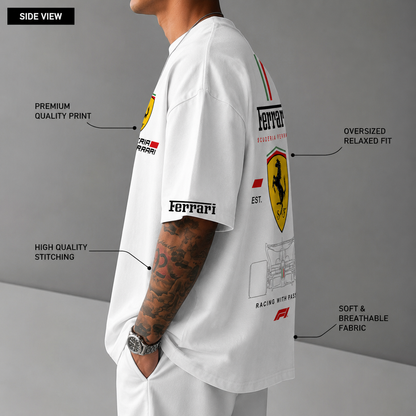 Ferrari Racing Oversized White Tee