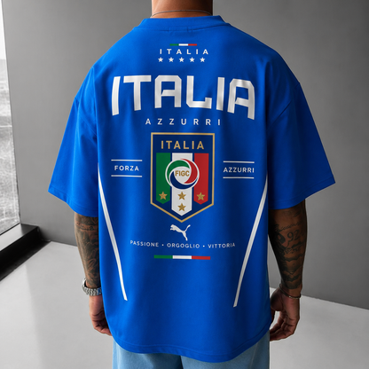 Italy Football Oversized Blue Tee