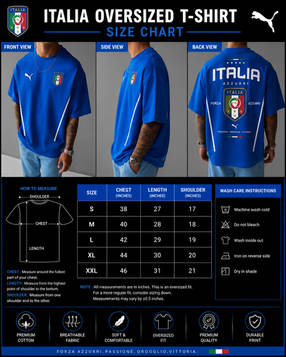 Italy Football Oversized Blue Tee