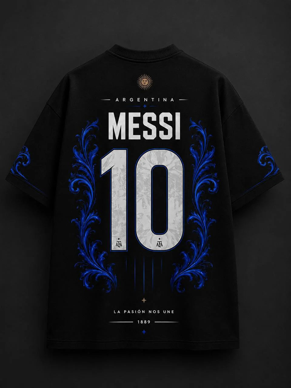 ARGENTINA MESSI 10 OVERSIZED T-SHIRT – MIDNIGHT BLUE EDITION – 240 GSM