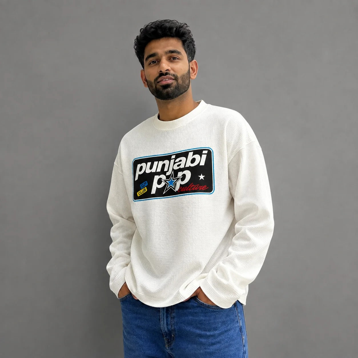 UrbanDrip Premium Waffle Texture Oversized T-Shirt – Off White