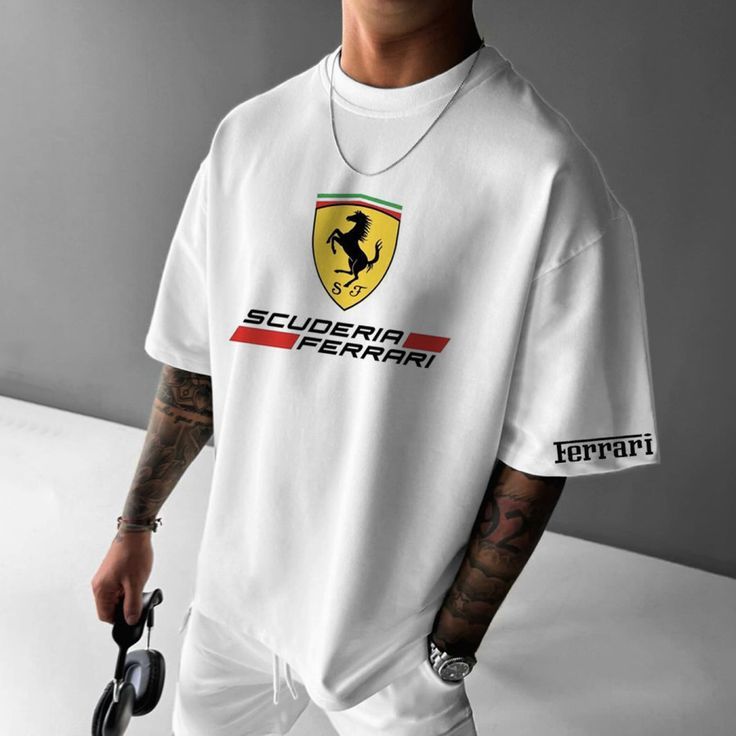 Ferrari Racing Oversized White Tee