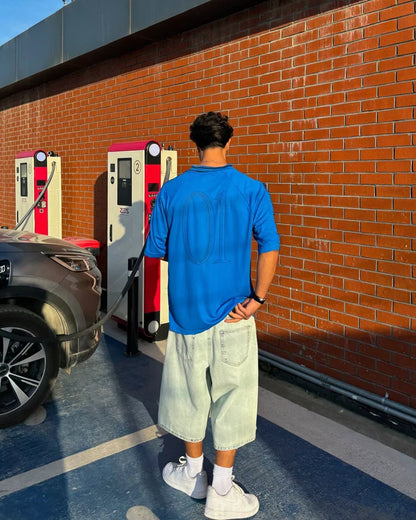 Football Inspired Blue Streetwear Tee