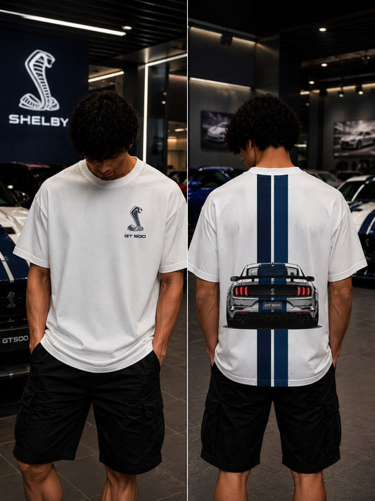 SHELBY GT500 OVERSIZED WHITE T-SHIRT | PREMIUM MUSCLE CAR STREETWEAR – 220 GSM