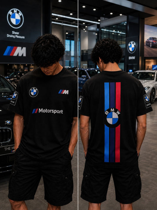 BMW M SERIES OVERSIZED BLACK T-SHIRT | PREMIUM MOTORSPORT STREETWEAR – 220 GSM